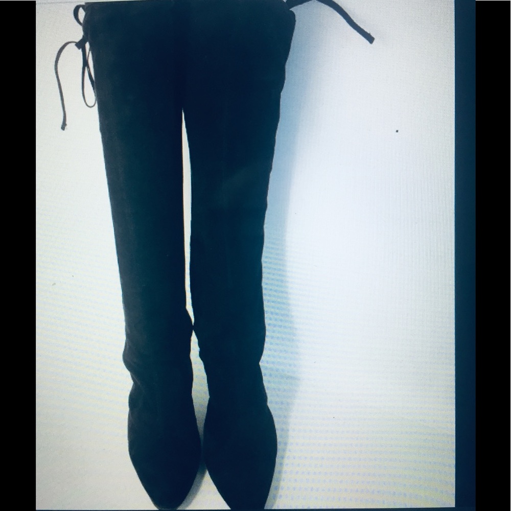 Authentic Ferragamo black suede corset boots